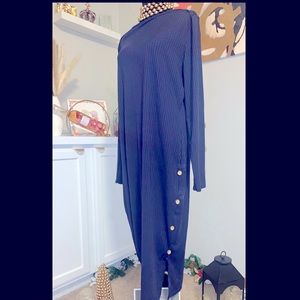 Navy Midi Dress w/ Tortoise Button detail